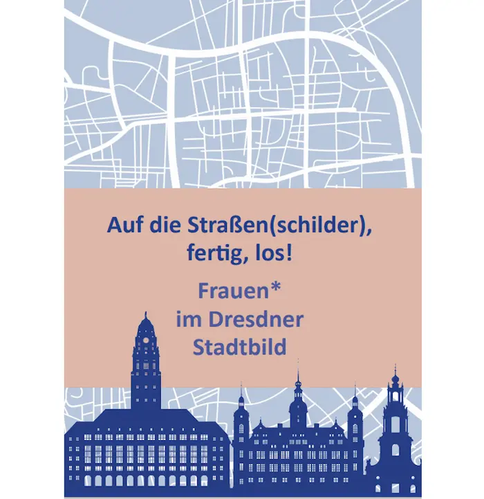 Buchcover mit Dresdner Stadtsilhouette und Stadtplan
